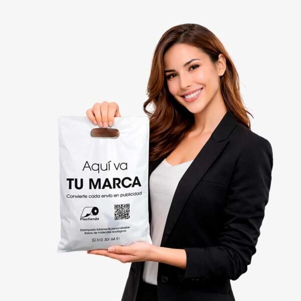 Bolsas Plásticas para Comercio Blancas tipo Boutique