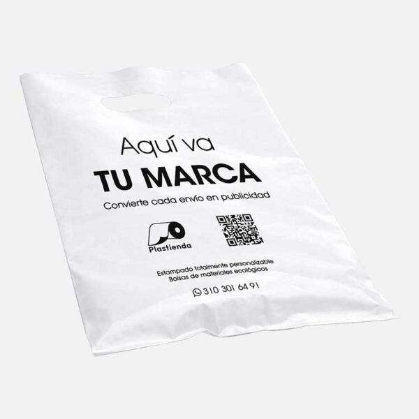 Bolsas Plásticas para Comercio Blancas tipo Boutique