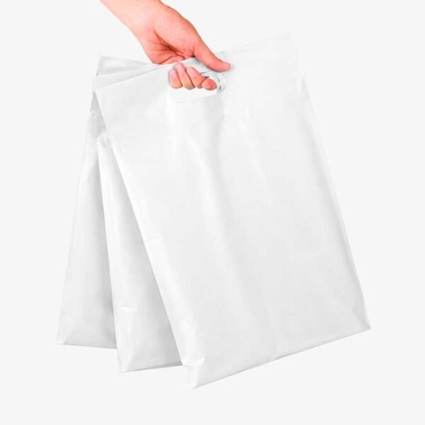 Bolsas Plásticas para Comercio Blancas tipo Boutique