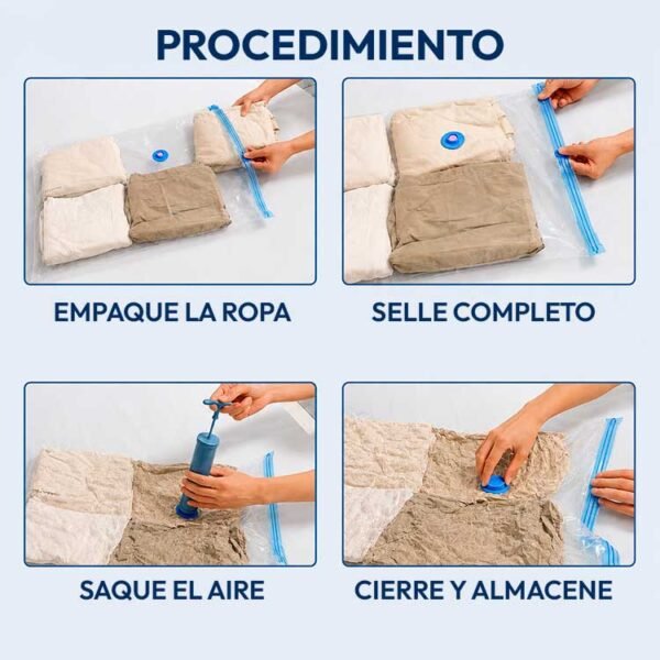 VROP_6 Bolsas de Empaque al Vacío para Ropa + Bomba Manual